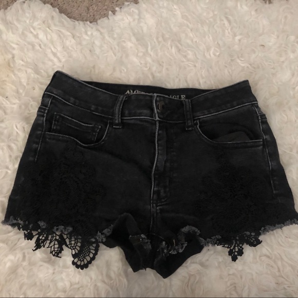 Black American Eagle Lace Detail shorts - Picture 1 of 2